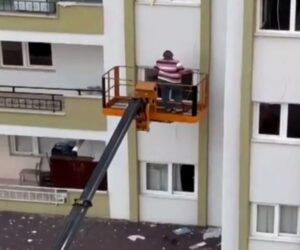 Devoted Owner Hires Crane To Save Trapped Parrot From Tower Block